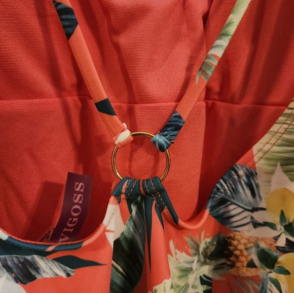 NWT Vigoss tropical beach adjustable floral Pineapple one piece swimsuit Large - Picture 9 of 11